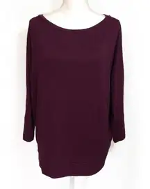 Dark Purple Long Sleeved Loose Soft Sweater Top