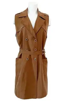 Chico’s Sleeveless Brown Sleek Trench Vest Size 2 (L)