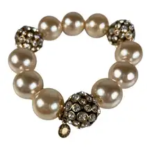 J Crew Stretch Bracelet Chunky Simulated Pearl and Rhinestone