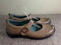 Ecco Leather Mary Jane Flats Womens Sz 42 Brown Leather Buckle Boho Peasant EUC