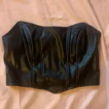 Adika Black Leather Corset Top