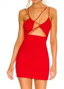Revolve h:ours red strappy mini dress 