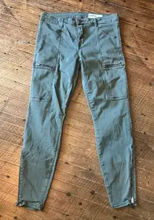 Pistola army green moto 31 normcore ankle zipper jeans