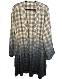 Maurices Plaid Dip Dye Ombré Kimono Duster 2X