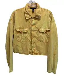 Forever 21 Long Sleeve‎ Button Down Crop Soft Corduroy Jacket Yellow Size Lg