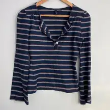 Striped Navy Blue Long Sleeve Top sz Small