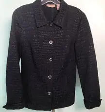 Chico’s Navy textured jacket layering full button size S‎