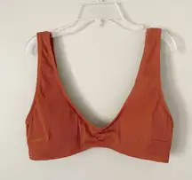 Aerie Size L Scoop Neck Orange Ribbed Swim Suit Top