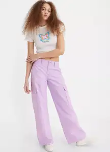 Baggy Cargo Pants in Purple Rose