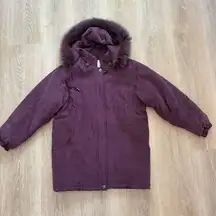 Worthington Women's Purple‎ Parka Coat M Hooded Fur Trim Winter Jacket