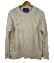 Aelfric Eden Cream Cable Knit Sweater Medium Fisherman Minimalist Cozy Neutral