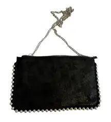 Zara Black Studded Clutch Evening Bag Chain Strap Party Purse