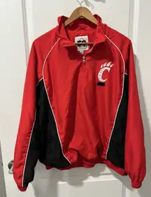 VINTAGE University of Cincinnati 58 Sports Pullover Black/Red Color Size Large