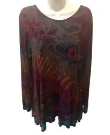 Kathmandu Imports Artsy Colorful LS Knit Tunic Tie Dye Indie Boho Stadard Size