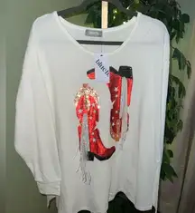 BLUE B. Collection Sequined Cowboy Boots with Tassels NWT Size Small