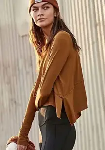 FREE PEOPLE FP Movement Tempo Long Sleeve Tee - Russet Orange/Copper - Medium M
