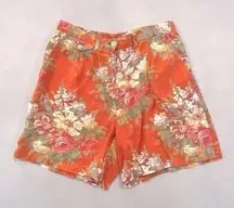 High Waist Tropical Linen Shorts