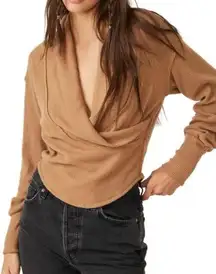 Free People Hold Me Close faux wrap sweater long sleeve ribbed soft stretchy NWT