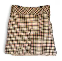 Ann Taylor size 4 four Burberry style plaid mini skirt with buttons on the side