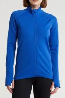 NWT Sweaty Betty Athlete Doubleweight Seamless Workout Zip Up Jacket Blue, Sz 8