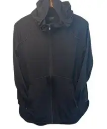 Athleta Black Hooded Long Sleeve Full Zip‎ w/ Zip Pockets Sweater Sz Small