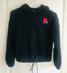 Brand New Planet Gold Black Fleece Hoodie‎ With Flower Print Size XS