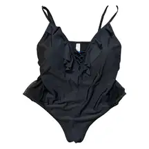 No Boundaries One Piece Swimsuit Black Criss Cross‎ Side Lace Plus Size 3XL