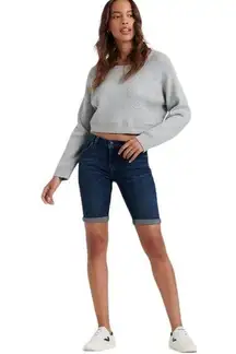 Lucky Brand “The Bermuda” Raw Hem Uncuffed Denim Jean Shorts Size 8/29