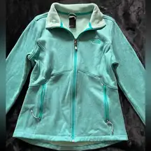 The North Face Women’s Mint Green Logo Full Zip Osito Silky Fleece Jacket Sz M