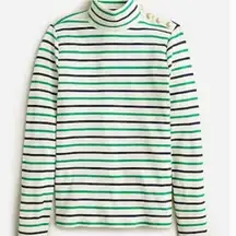 J. Crew‎ Ribbed Turtleneck Top Striped Sailor Gold Buttons Size Medium