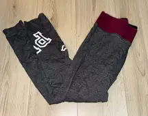 PINK Victoria's Secret grey gray Leggings with red burgundy Waistband tights