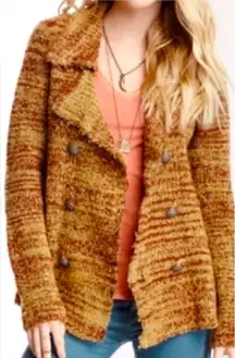 Free People Women’s Zebra Yarn Knit Button Down Wool Cardigan Jacket Size Small‎