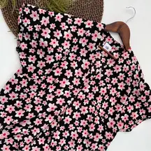 Cabi Womens Shirt Blouse Black Pink Harmony Short Sleeve V Neck Size Medium