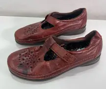 SAS Willow Brown Walnut Mary Jane Leather T-Strap Slip On Loafers Shoes Wmn7.5 W