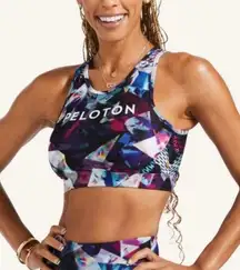 Peloton High Neck Jewels in Space Reversible Sports Bra Small S Cut out