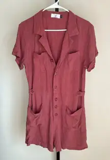 Homebody Pink Rayon Linen Romper Medium