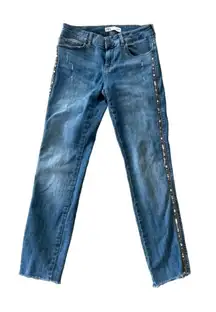 Zara Rhinestone Colorful Metallic Stripe Jeans size 8‎
