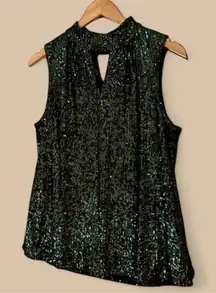 Cable & Gauge Sleeveless Mock Turtleneck Emerald Green Large