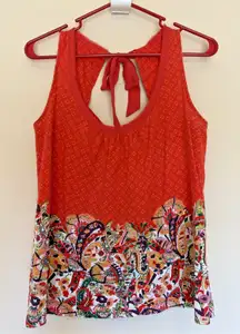 Akemi + Kin Anthropologie Floral Tie Back Sleeveless Tank Top Shirt XS Petite