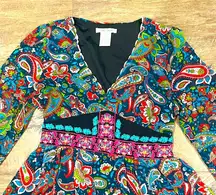 Anthropologie Flying Tomato Paisley Print Fit & Flare Boho Dress - size S