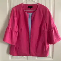 Talbots Flare Sleeve Tweed Open Front Jacket 18W Pink