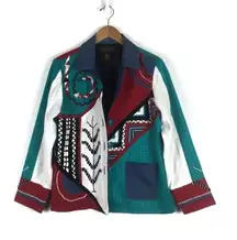 Vintage Alex Kim Southwest Cowboy Patchwork Embroidered Boho Jacket Small