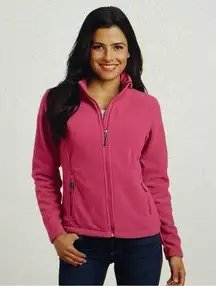 Port Authority pink value fleece embroidered full zip jacket, size L outdoor