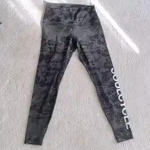 Lululemon Cute Green Camo  x Soulcycle High Waisted Leggings