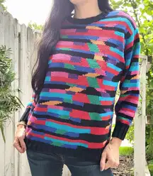 JH Collectibles Cottagecore Vintage Cooogi Vibes Boho Colorful Striped Sweater