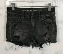 American Eagle Black Midi Jean Shorts