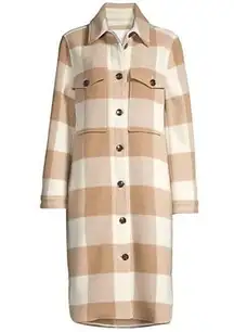 NWT BOSS Hugo Boss Cenima Checked Coat in Camel Fantasy Long Shirt Jacket 2