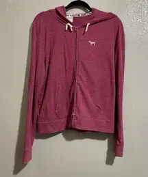 Victoria's Secret Red Relaxed Zip-Up Hoodie