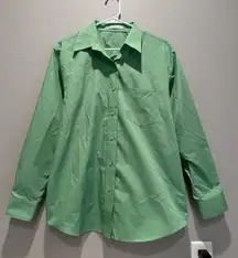 Foxcroft Green Button Down Wrinkle Free‎ Long Sleeve Shirt Size 12
