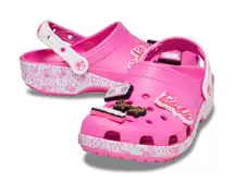 Barbie x Crocs Classic Clog Pink Sandals with Jibbitz Charms Women's 12 men's 10